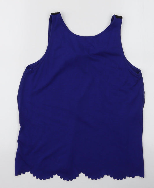 Savida Womens Blue Polyester Camisole Blouse Size 10 Round Neck