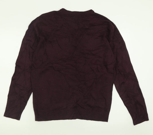 Debenhams Mens Purple V-Neck Acrylic Pullover Jumper Size S
