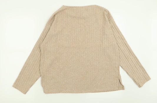 New Look Womens Beige Crew Neck Polyester Pullover Jumper Size M