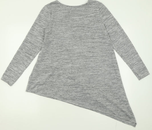 Papaya Womens Grey Crew Neck Polyester Tunic Jumper Size 14