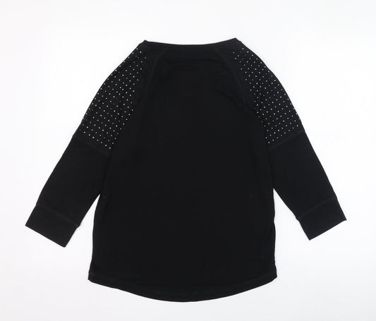 NEXT Womens Black Polyester Basic T-Shirt Size 6 Round Neck
