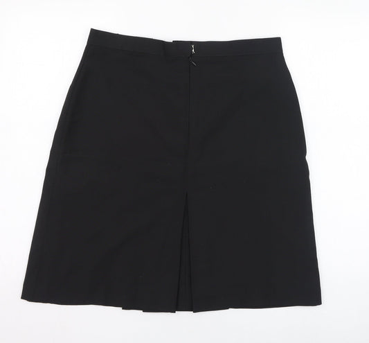 Preworn Womens Black Polyester A-Line Skirt Size 32 Zip