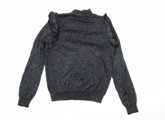 Marks and Spencer Womens Silver High Neck Viscose Pullover Jumper Size 12 - Sparkle