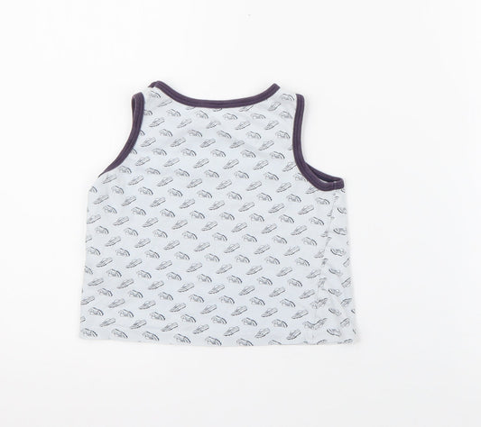 Primark Boys Blue Geometric Cotton Pullover Tank Size 5-6 Years Crew Neck - Football