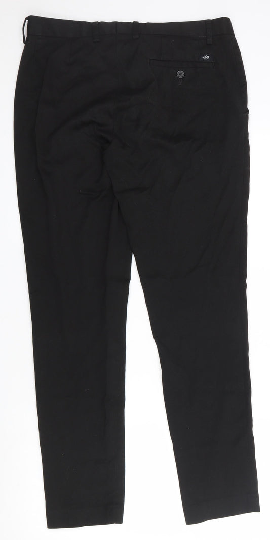 1880 Club Mens Black Polyester Trousers Size 32 in L30 in Regular Zip - Teflon