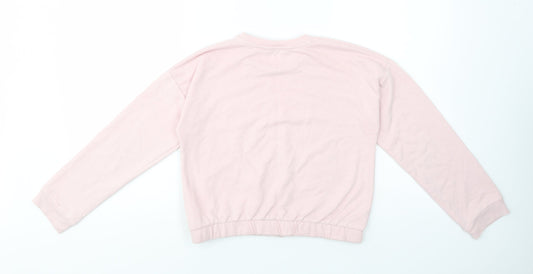 George Girls Pink Cotton Pullover Sweatshirt Size 11-12 Years Drawstring - Active Mode