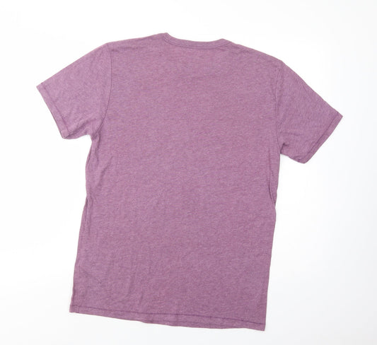 Boundary Mens Purple Cotton T-Shirt Size S Crew Neck