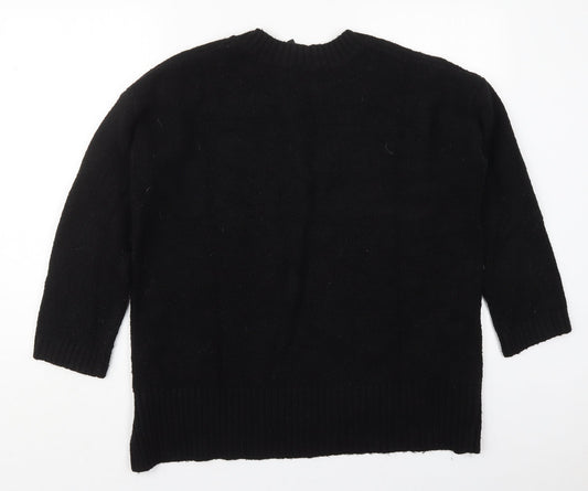 Capsule Womens Black V-Neck Acrylic Pullover Jumper Size 12