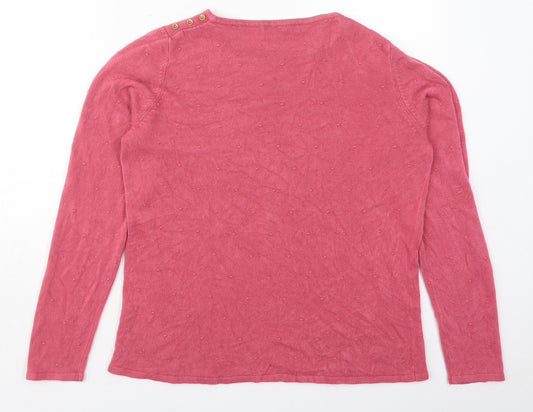 Bonmarché Womens Pink Crew Neck Acrylic Pullover Jumper Size 14