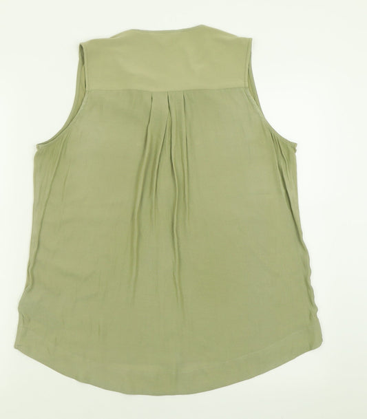 nxct Womens Green Polyester Basic Tank Size 12 V-Neck