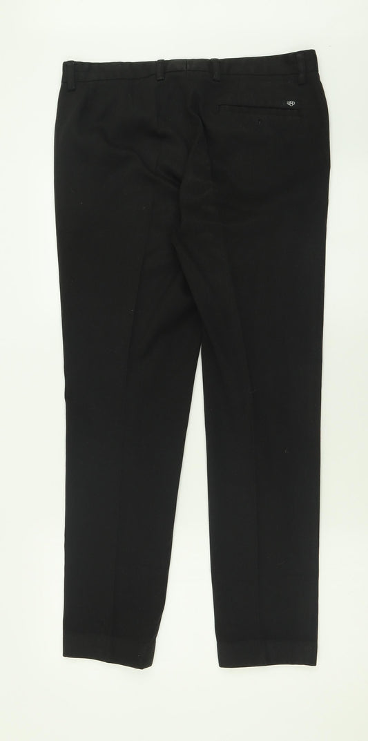 1880 Club Mens Black Polyester Trousers Size 32 L29 in Regular Button
