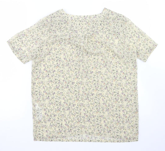 soaked Womens Beige Floral Polyester Basic Blouse Size XS Round Neck