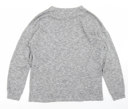 Papaya Womens Grey Polyester Basic T-Shirt Size 8 Round Neck