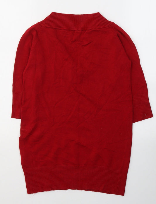 Liquid Womens Red Viscose Basic Blouse Size S V-Neck