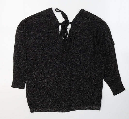 NEXT Womens Black Viscose Basic Blouse Size XS V-Neck