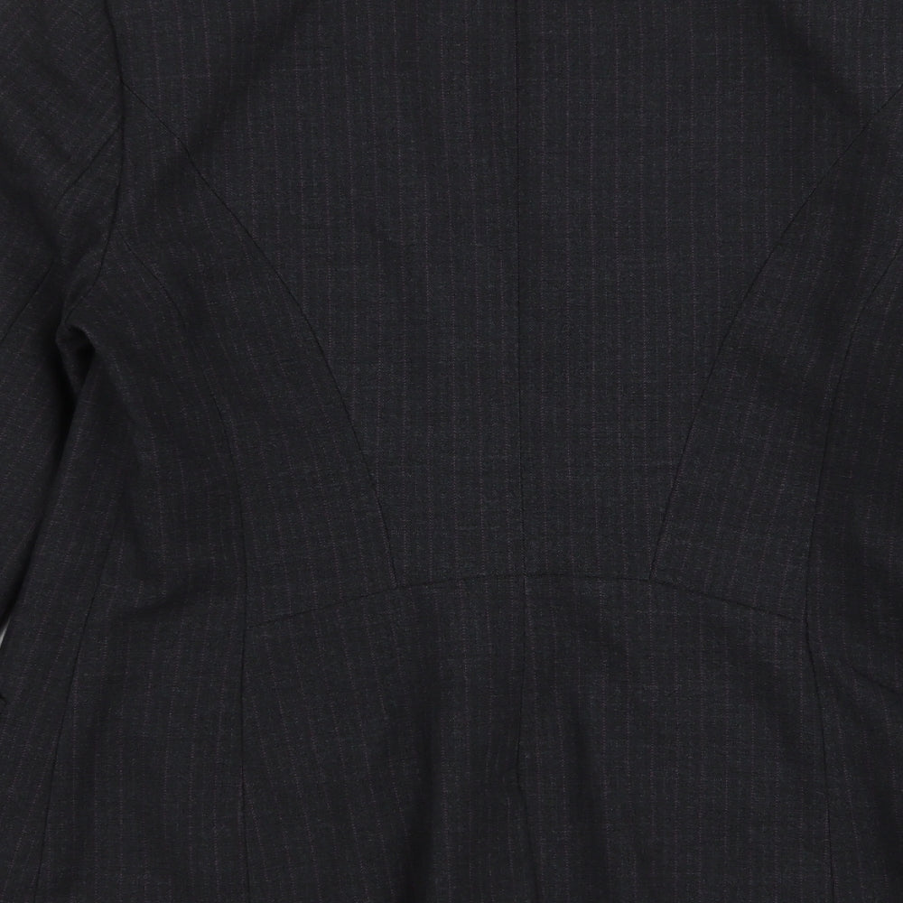Dunnes Stores Womens Grey Striped Jacket Blazer Size 12 Button