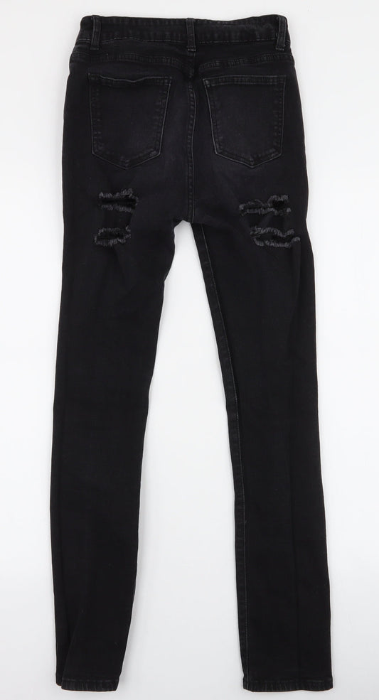 SheIn Womens Black Cotton Skinny Jeans Size S L28 in Slim Zip