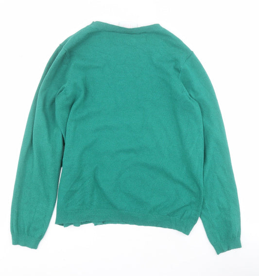 Savida Womens Green Round Neck Viscose Pullover Jumper Size M