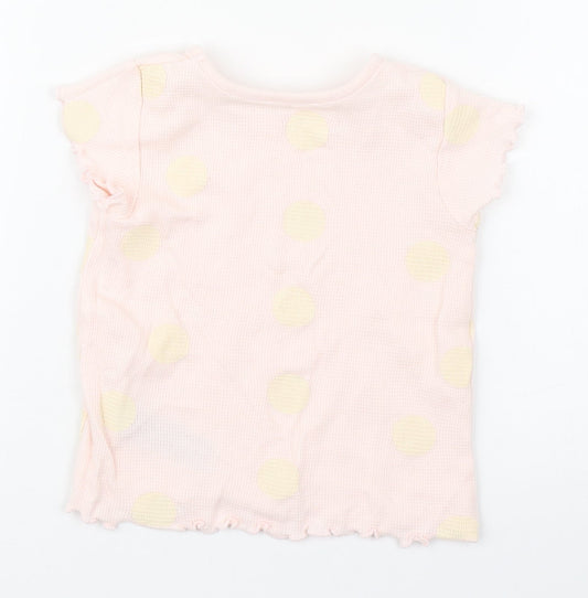 Primark Girls Pink Polka Dot 100% Cotton Basic T-Shirt Size 12-18 Months Round Neck Pullover