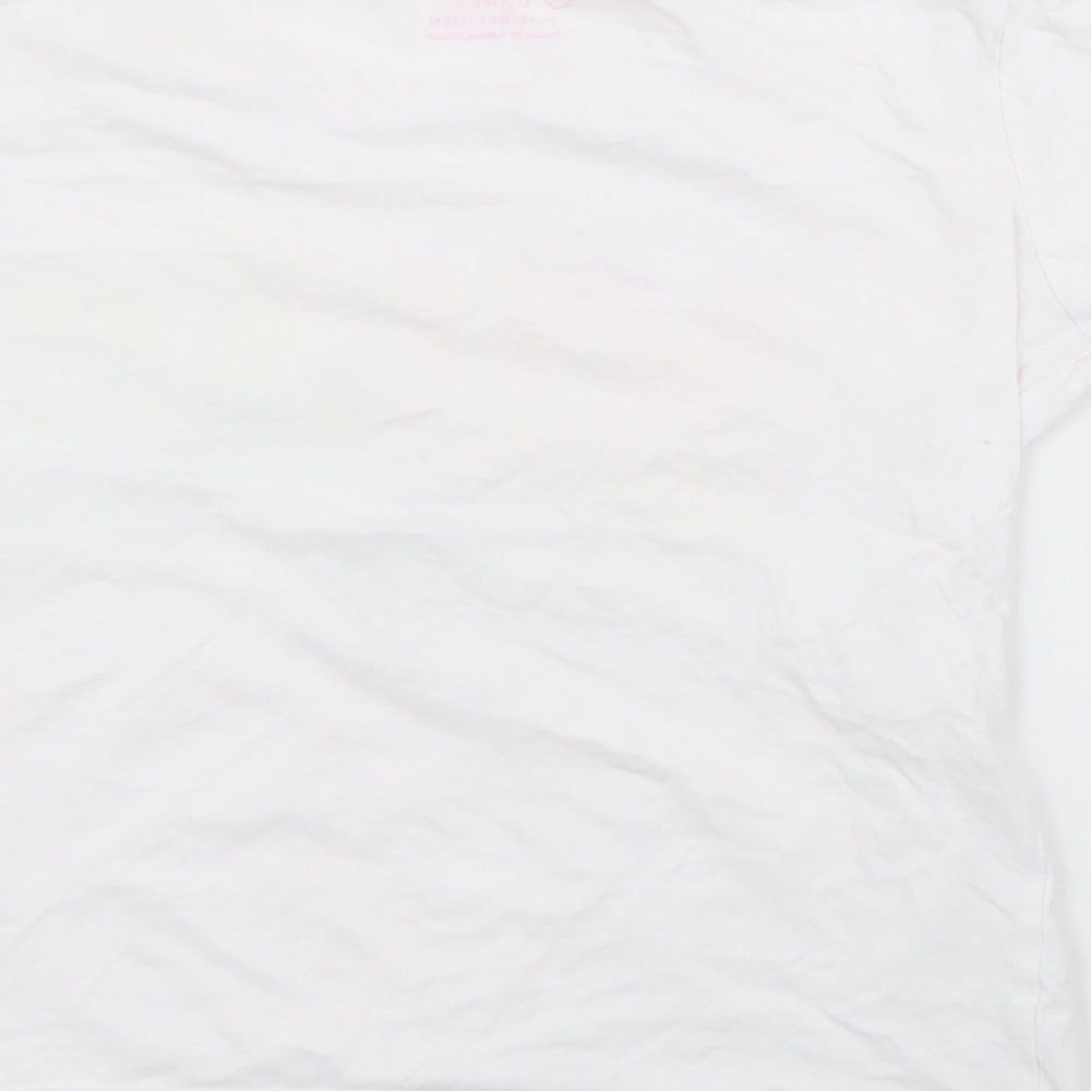 Primark Girls White Cotton Pullover T-Shirt Size 11-12 Years Crew Neck - Miami