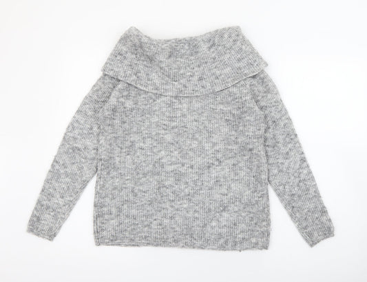 Simon Jeffrey Womens Grey Roll Neck Polyester Pullover Jumper Size M
