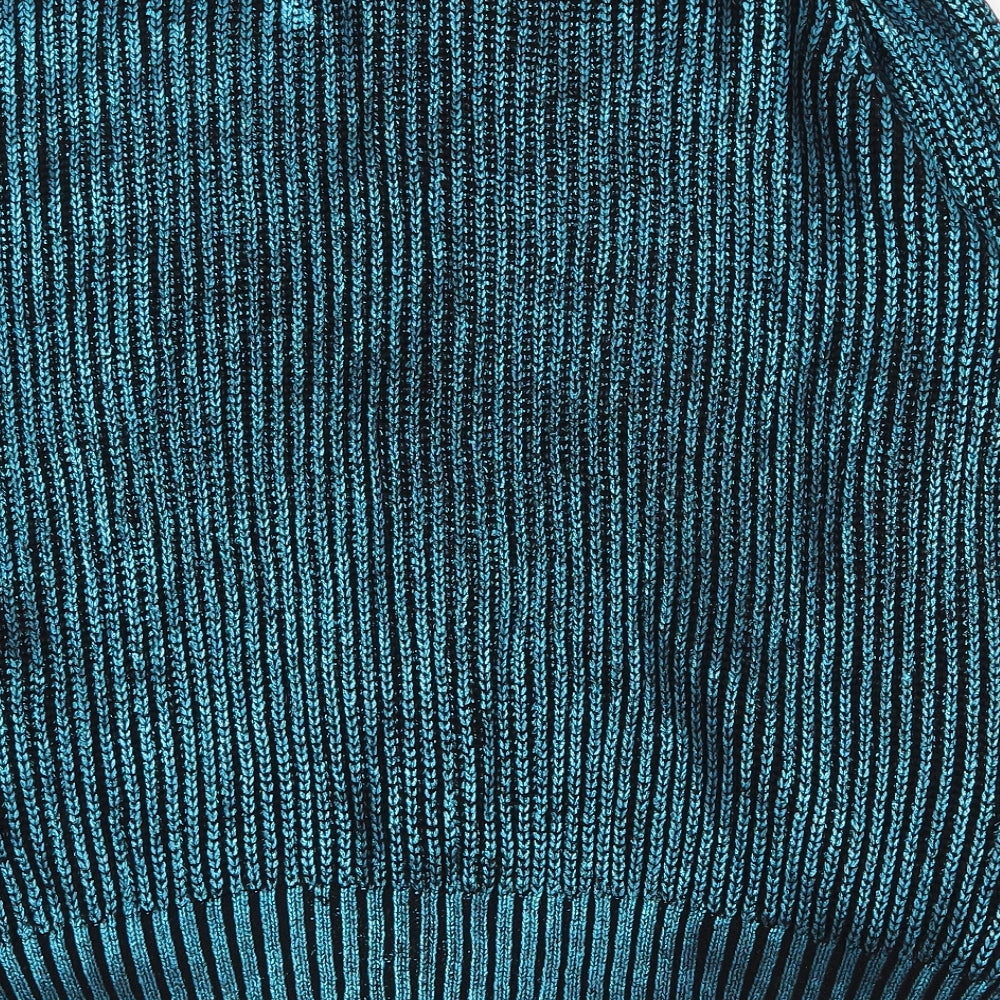 H&M Womens Blue Crew Neck Acrylic Full Zip Jumper Size L