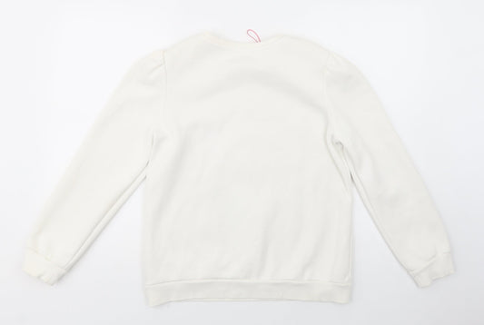 Savida Womens White Cotton Pullover Sweatshirt Size S Pullover