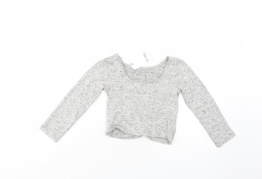 NEXT Girls Grey Boat Neck Viscose Pullover Jumper Size 3 Years Pullover