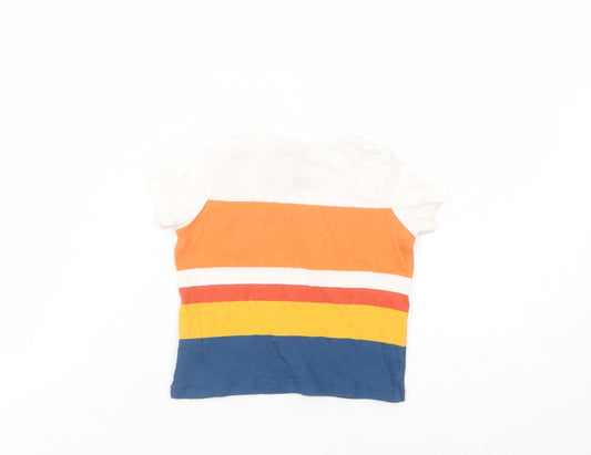 F&F Baby Multicoloured Striped Cotton Basic T-Shirt Size 3-6 Months Crew Neck Snap
