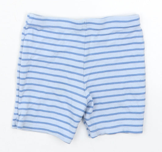 F&F Boys Blue Striped Cotton Sweatpants Trousers Size 12-18 Months - Sweat Shorts