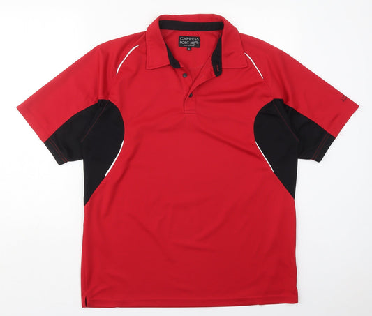 Cypress Point Mens Red Polyester Polo Size XL Collared Pullover