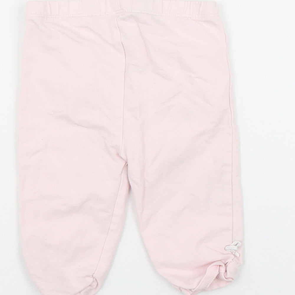 Mothercare Girls Pink Cotton Cropped Leggings Size 3-6 Months