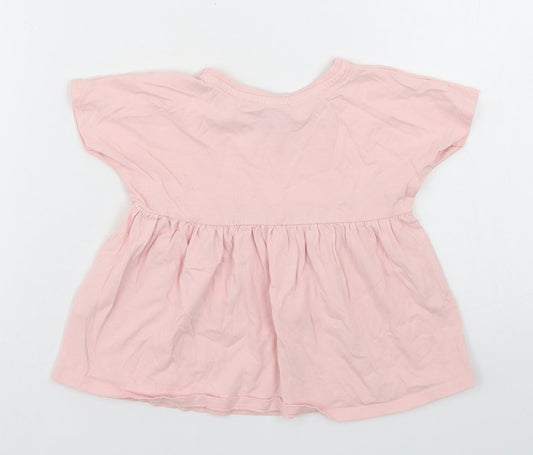 TU Girls Pink Camel Basic T-Shirt Size 12-18 Months Crew Neck - Peplum