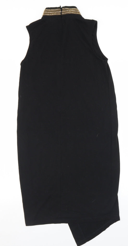 VERO MODA Womens Black Polyester Tank Dress Size S Mock Neck Zip