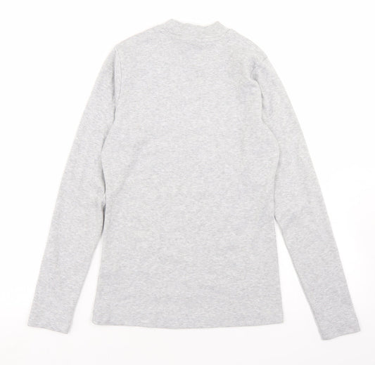 Savida Womens Grey Polyester Basic T-Shirt Size 10 Mock Neck