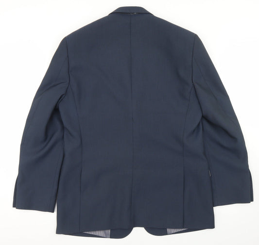 Preworn Mens Blue Polyester Jacket Blazer Size 40
