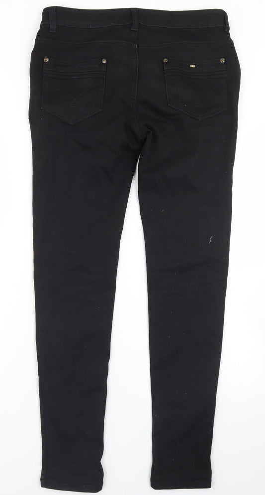 Preworn Womens Black Cotton Skinny Jeans Size 32 in L30 in Regular Button
