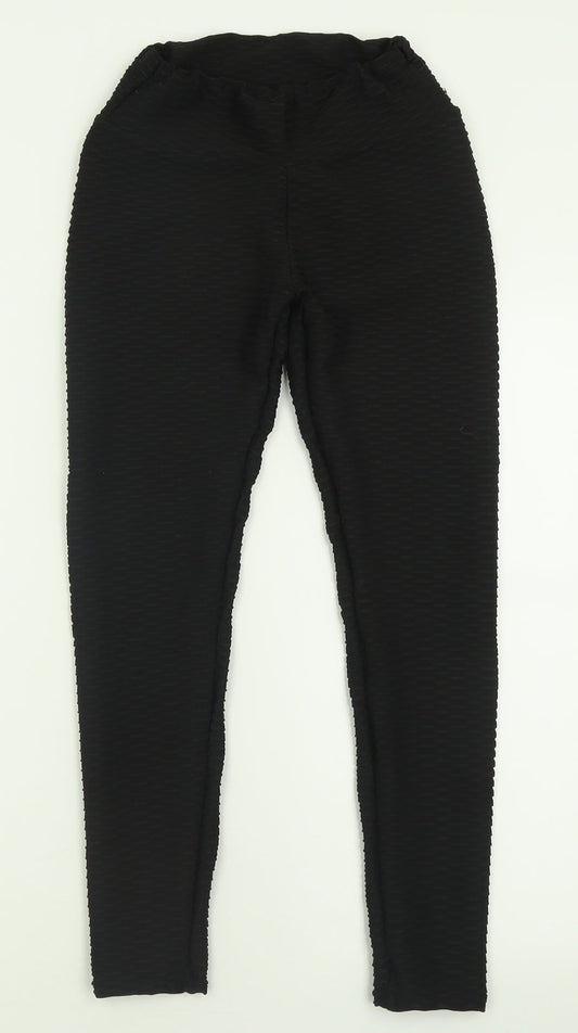 Preworn Womens Black Polyester Capri Leggings Size 26 in L28 in - HoneyComb Leggings