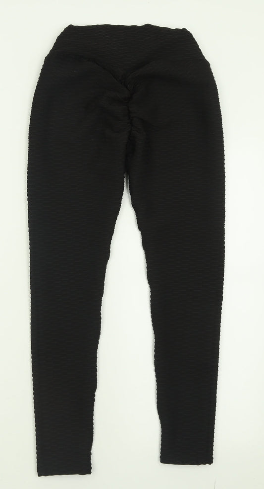 Preworn Womens Black Polyester Capri Leggings Size 26 in L28 in - HoneyComb Leggings