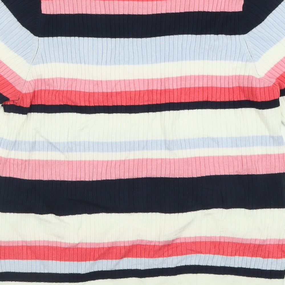 Marks and Spencer Womens Pink Crew Neck Striped Viscose Pullover Jumper Size 16