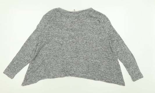 River Island Womens Grey Crew Neck Polyester Pullover Jumper Size 12