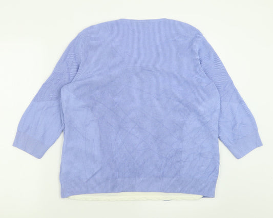 Per Una Womens Purple Scoop Neck Acrylic Pullover Jumper Size 16