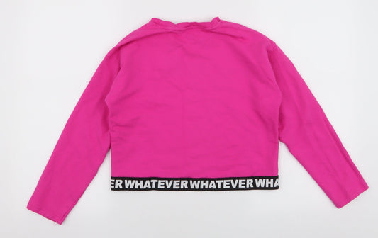 Funky Rocks Girls Pink 100% Cotton Pullover Sweatshirt Size 11-12 Years Pullover - I don't care