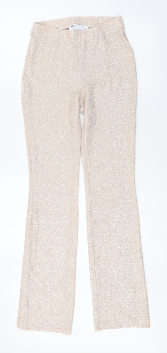 ASOS Womens Beige Polyester Capri Leggings Size 8 L31 in - Gold detail