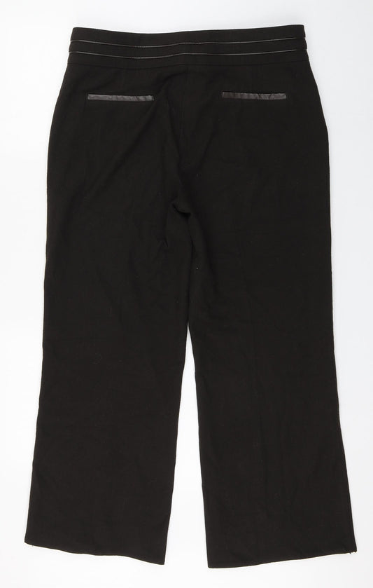 Marks and Spencer Womens Brown Polyester Trousers Size 14 L26 in Regular Zip
