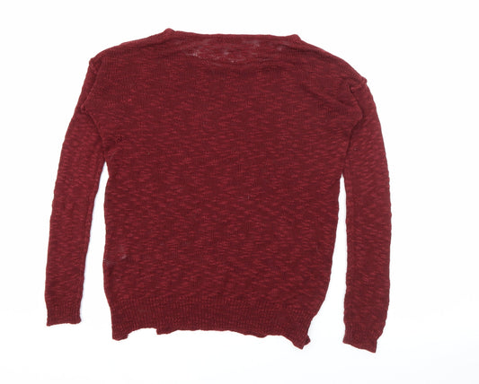 Glamerous Womens Red Boat Neck Acrylic Pullover Jumper Size S