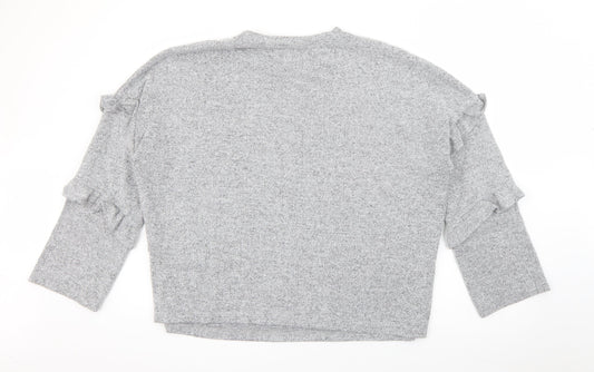 Dorothy Perkins Womens Grey Crew Neck Polyester Pullover Jumper Size 18