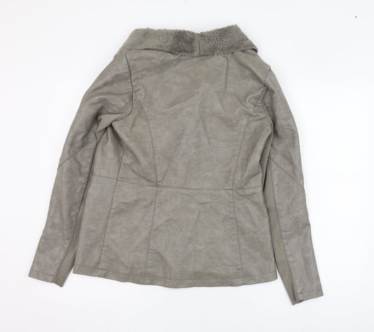 New Look Womens Grey Jacket Size 10 Zip