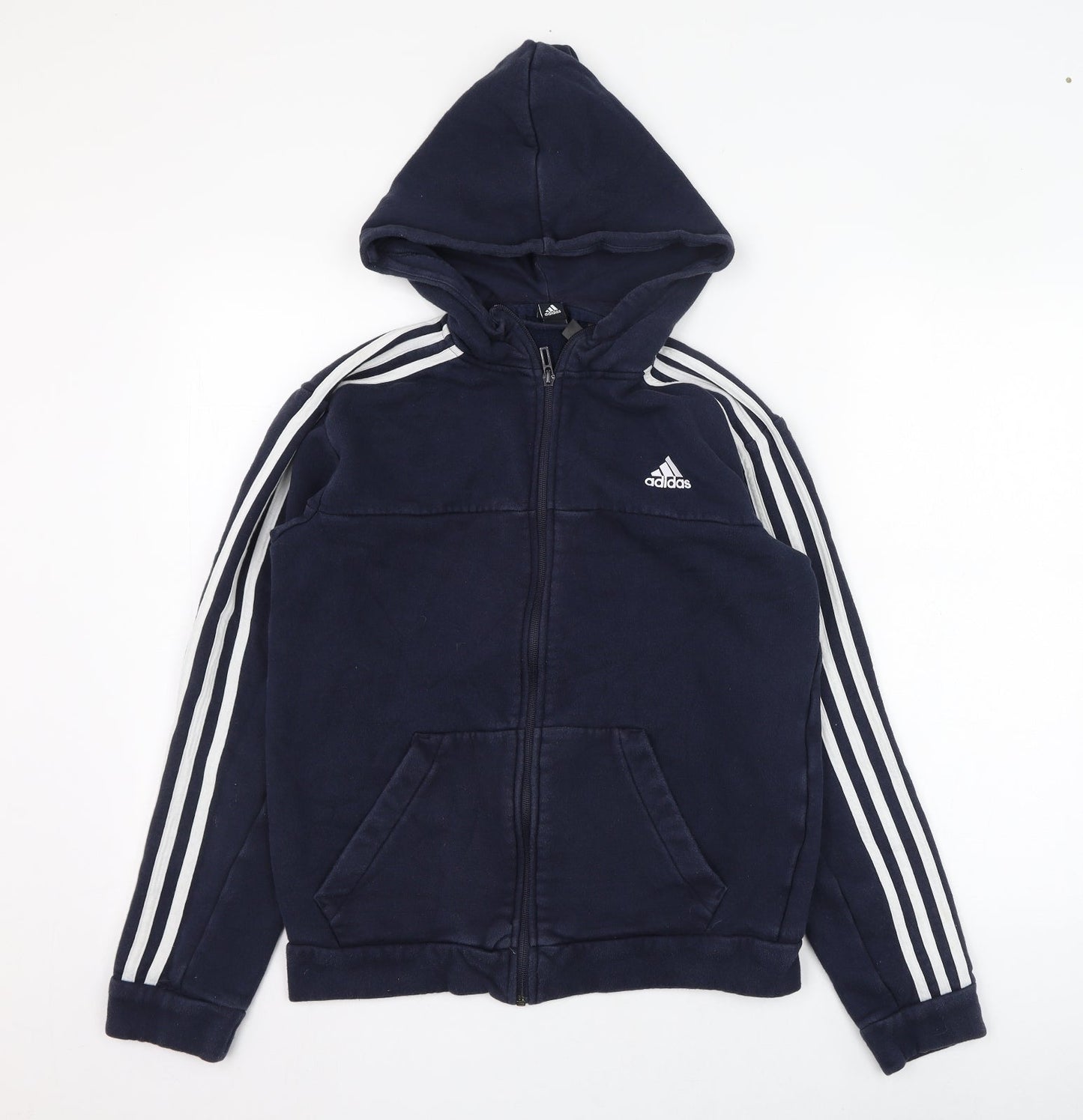 adidas Mens Blue Cotton Full Zip Hoodie Size XS