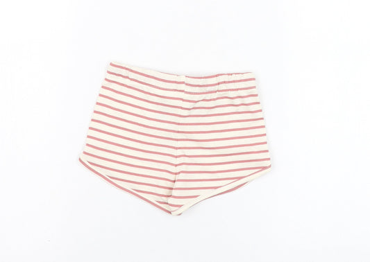 H&M Girls Ivory Striped Cotton Cropped Trousers Size 9-12 Months Pullover